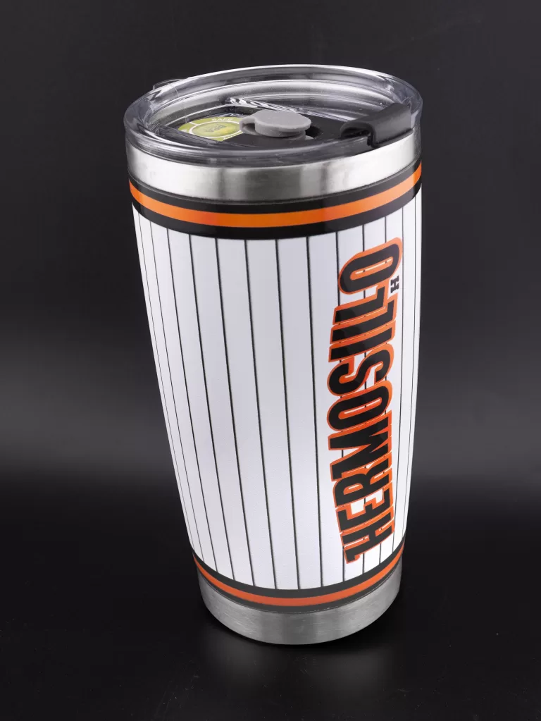 Termo Naranjeros blanco pinstripe, vista trasera